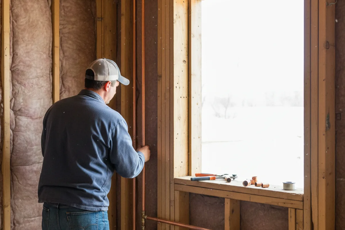 Licensed plumber running new copper supply lines in a Big Indian home