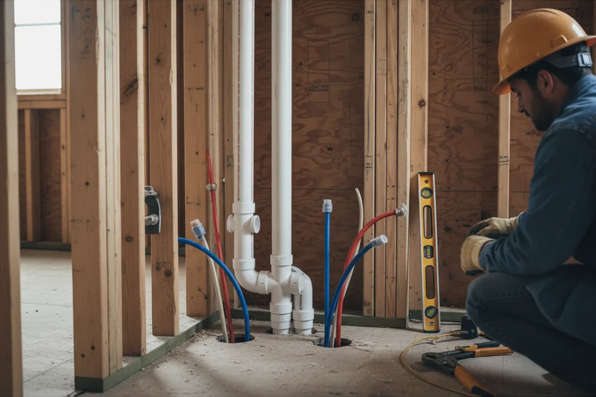 Drain and supply rough-in during Leak Detection in Big Indian