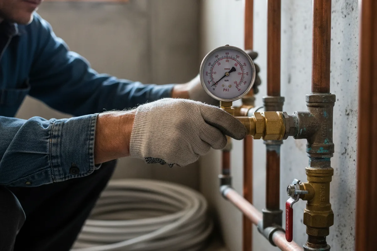 Pressure testing a repaired line during Water Line Repair in Big Indian